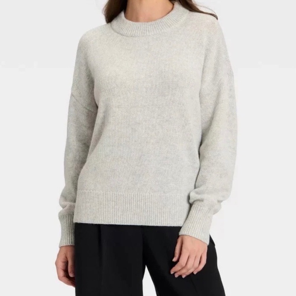 NEW A New Day Women XL Wool Blend Crew Pullover Sweater Rib Knit Heather Gray